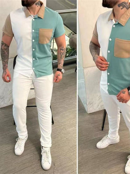 Herren Sportset Kurzarm Kontrastdetails Modern - BerlinGlamour
