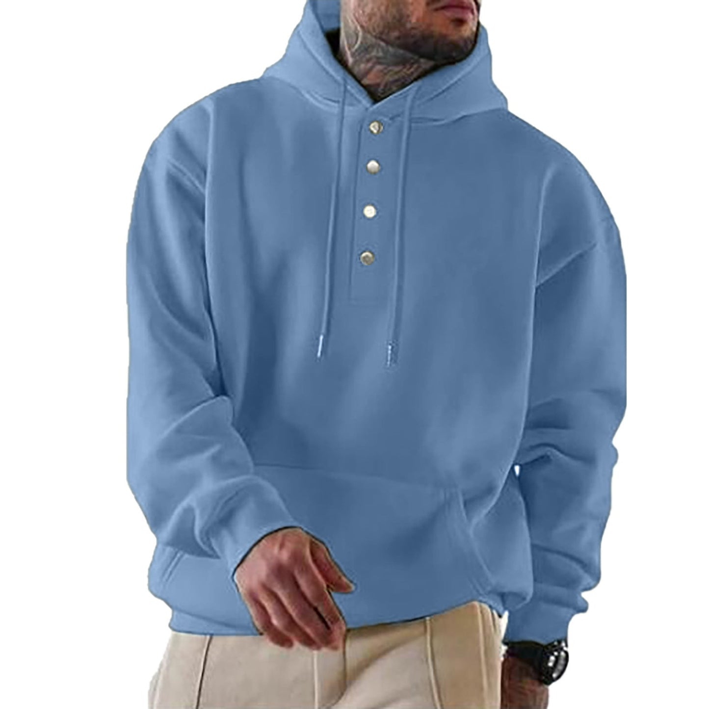 Herren Kapuzenpullover Modern mit Druckknöpfen - BerlinGlamour