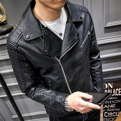 Lederjacke Herren Robust mit Steppnähten und Taschen Bikerstil - BerlinGlamour