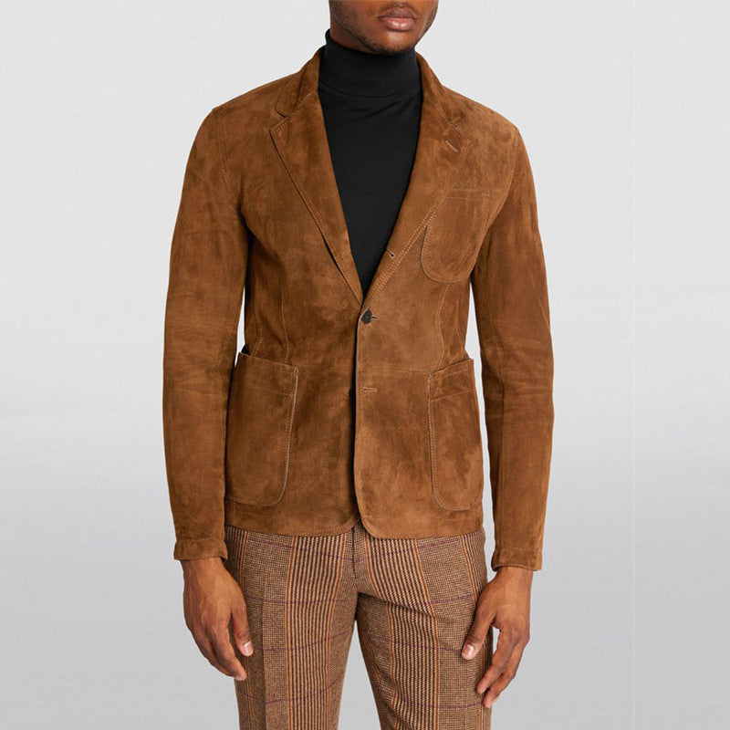 Herren Blazer Wildleder Modern Schmal