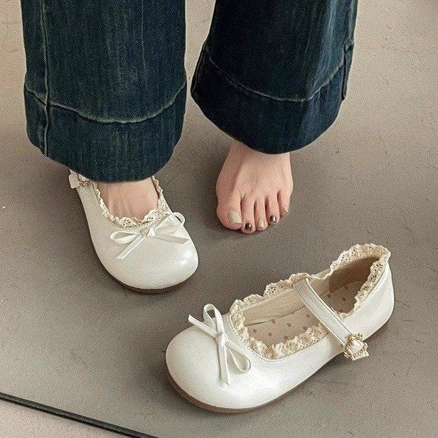 Damen Schuhe Mary Jane Rüschendetail Komfort Innenfutter
