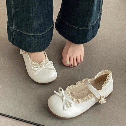 Damen Schuhe Mary Jane Rüschendetail Komfort Innenfutter
