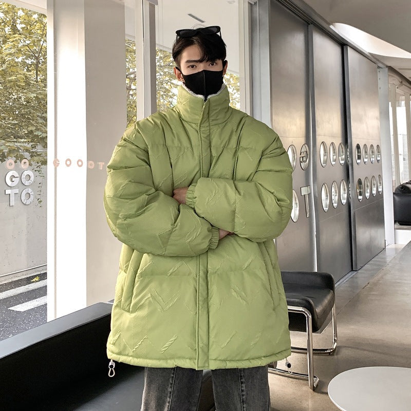 Herren Pufferjacke Übergroß Warm mit Hochkragen und Elastikbündchen
