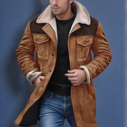 Herren Lammfelljacke Lässig Utility Stil Große Taschen - BerlinGlamour