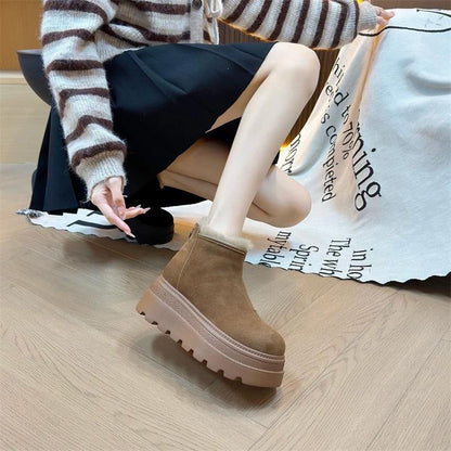 Damen Ankle Boots Flauschig Rutschfest Winterstiefel