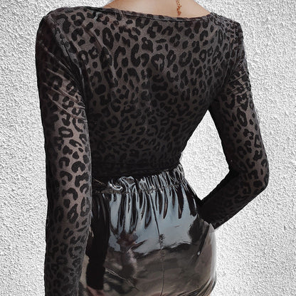 Damen Bodysuit Leopardenmuster Durchsichtig Elegant