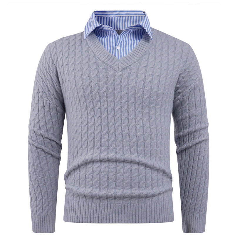 Herren Strickpullover V-Ausschnitt Fein Gestrickt Elegant