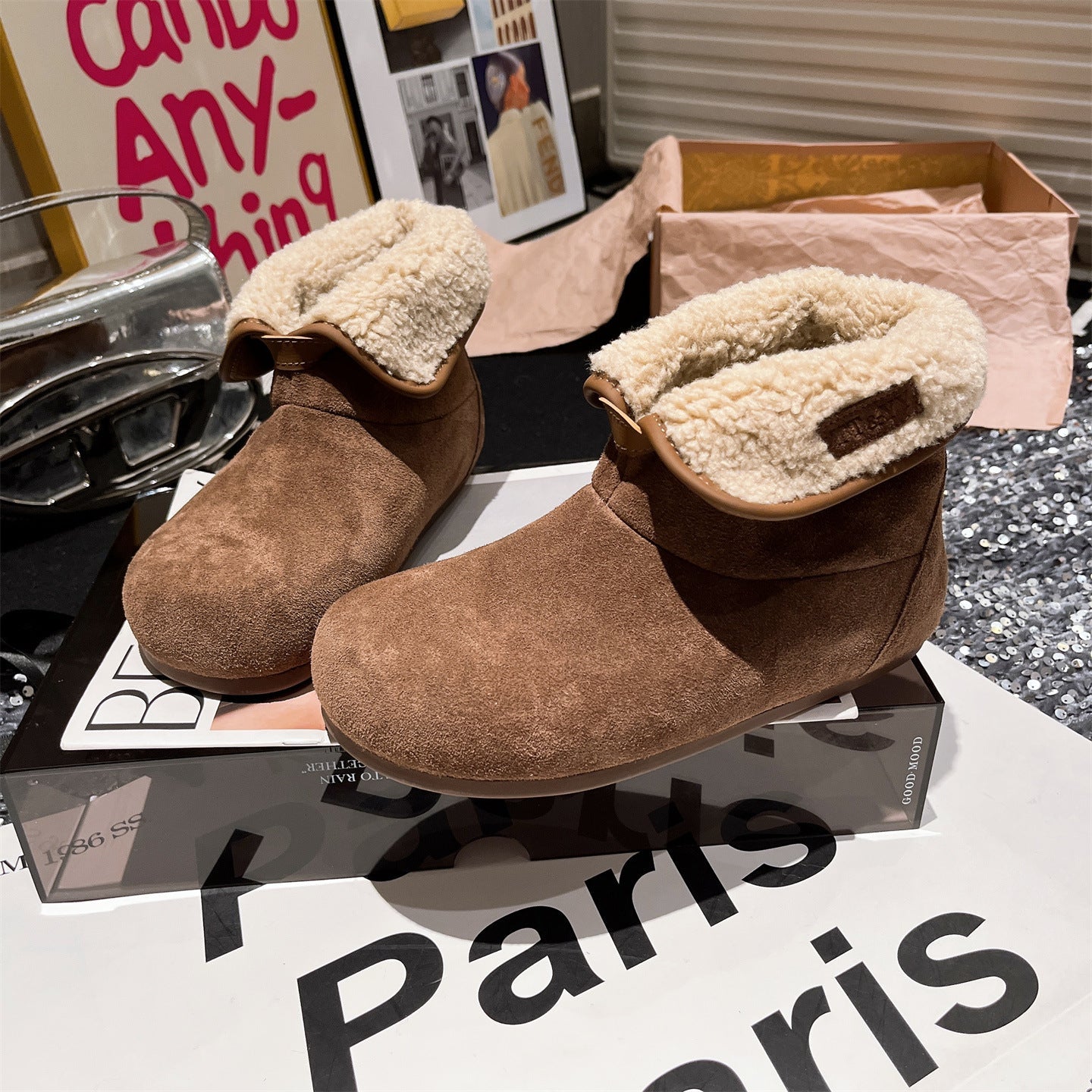 Damen Winterboots Weich Kunstfell Warme Schneestiefel