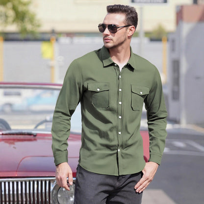 Herren Langarmhemd Modern mit Brusttaschen und Bequemem Schnitt