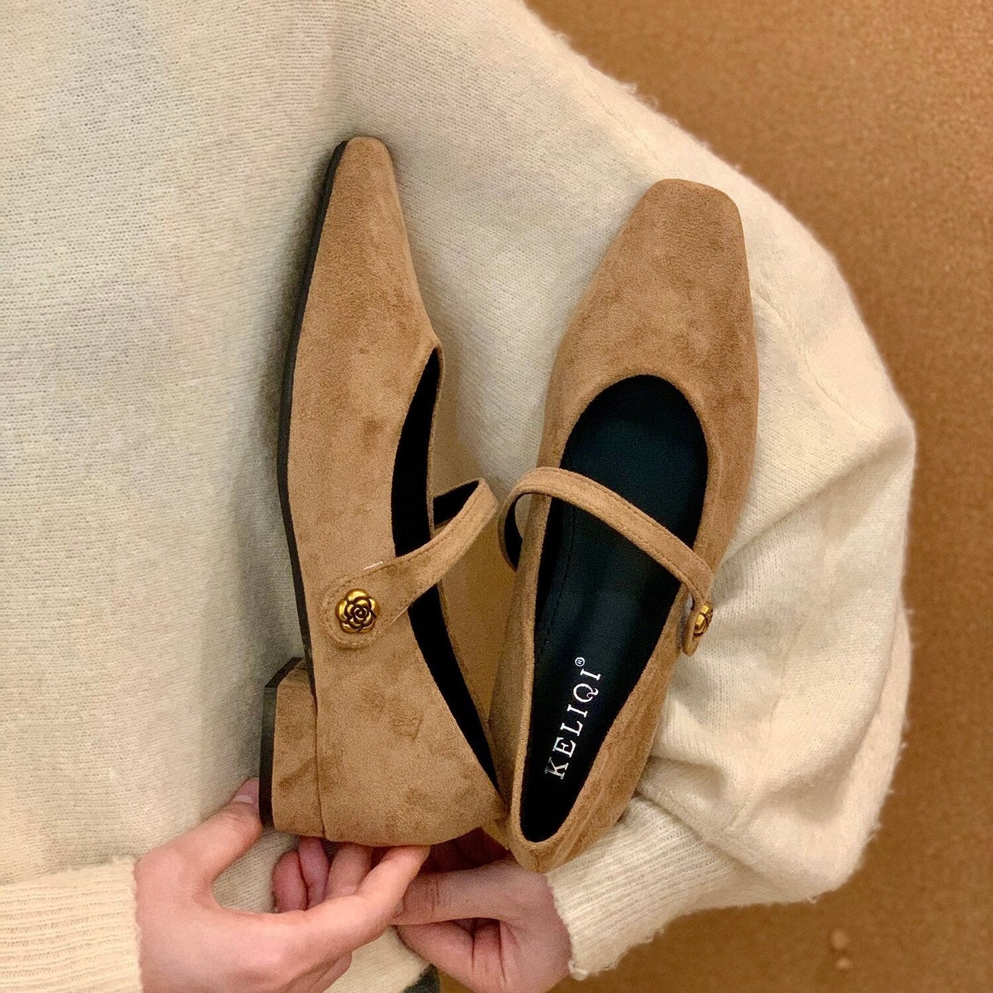 Elegante Damen Ballerinas Veloursleder Schwarz - BerlinGlamour