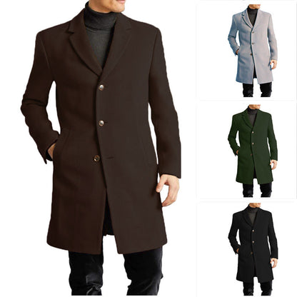 Herren Woolcoat Elegant Schwarz Übergröße