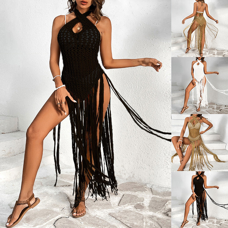 Damen Badeoveralls Häkel-Style mit Fransen - BerlinGlamour