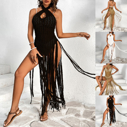 Damen Badeoveralls Häkel-Style mit Fransen - BerlinGlamour
