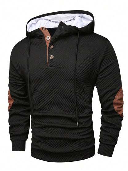 Herren Kapuzenpullover Modern mit Struktur und Knöpfen