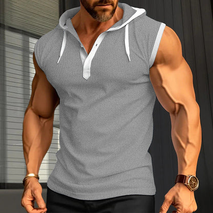 Herren Kapuzenshirt Ärmellos Sportlich Modern