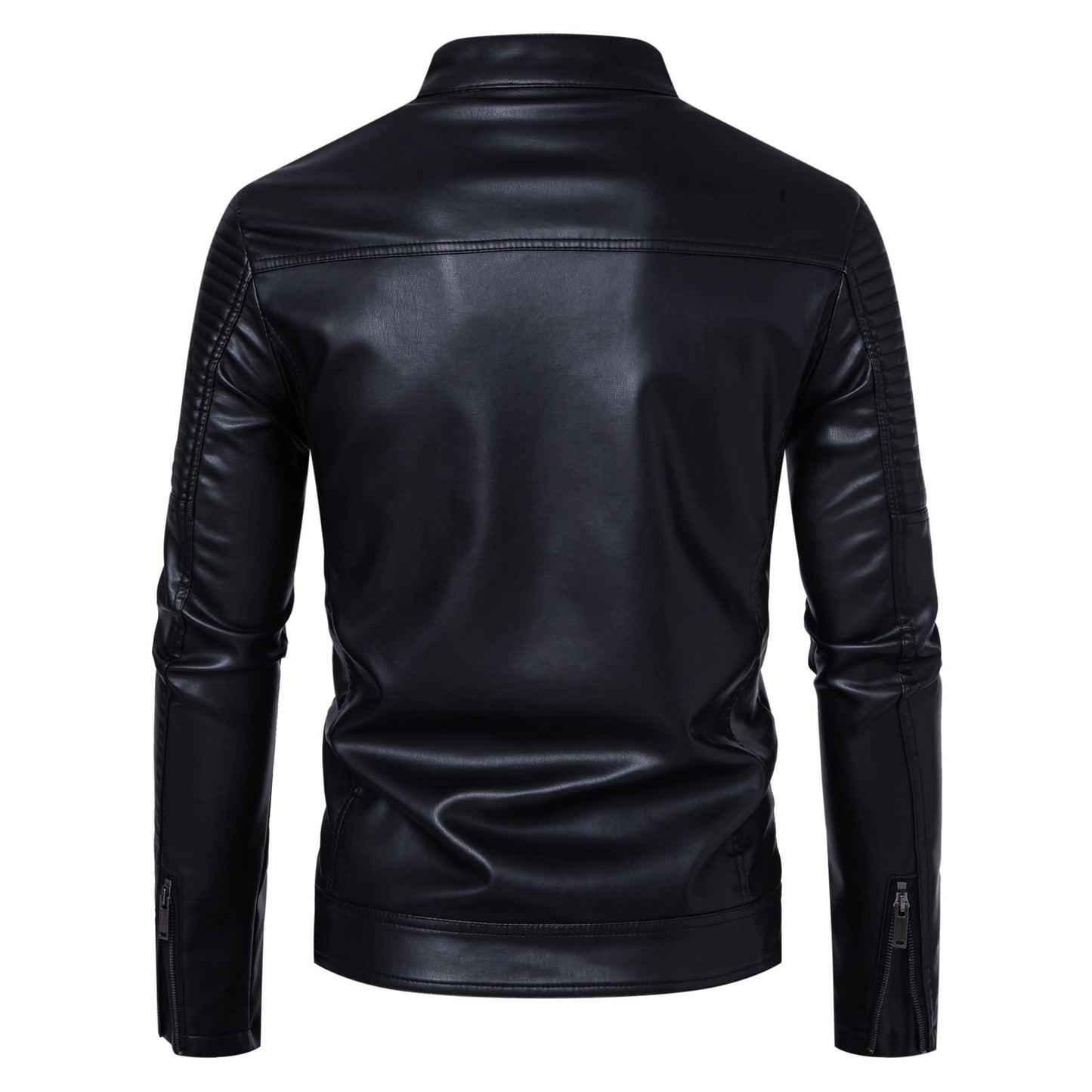 Lederjacke Herren Biker Stil Schwarz