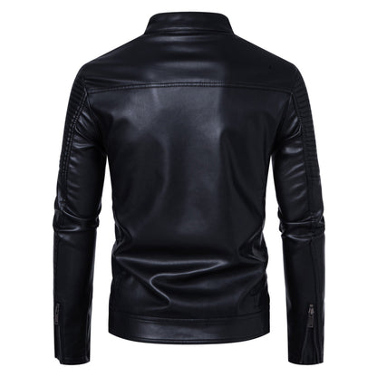 Lederjacke Herren Biker Stil Schwarz