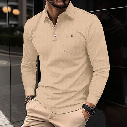 Herren Langarmshirt Strukturiertes Muster Modern