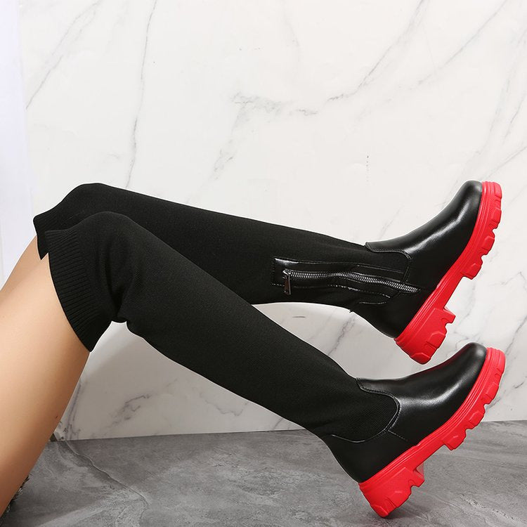 Damen Stiefel Kniehoch mit dicker Sohle Wintermode