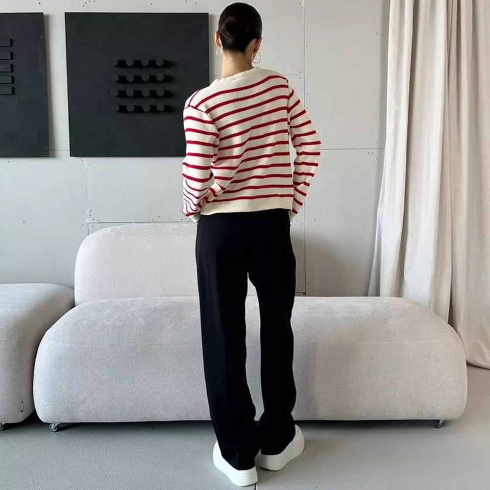 Damen Cardigan Streifen Modisch Vielseitig