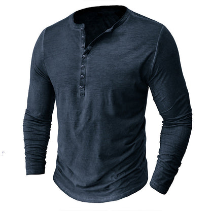 Herren Langarmshirt Modern Knopfleiste Eleganz