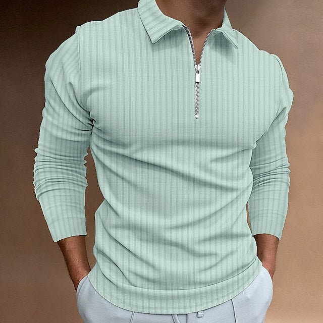 Herren Langarmshirt Sportlich Funktionales mit Reißverschluss