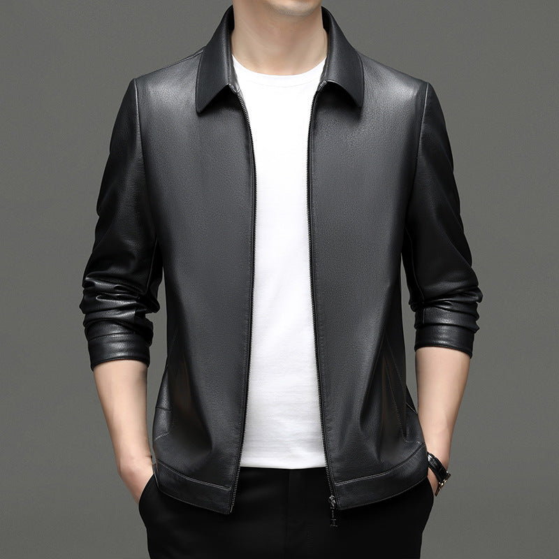 Herren Lederjacke Elegante Kunstleder Modisch Reißverschluss