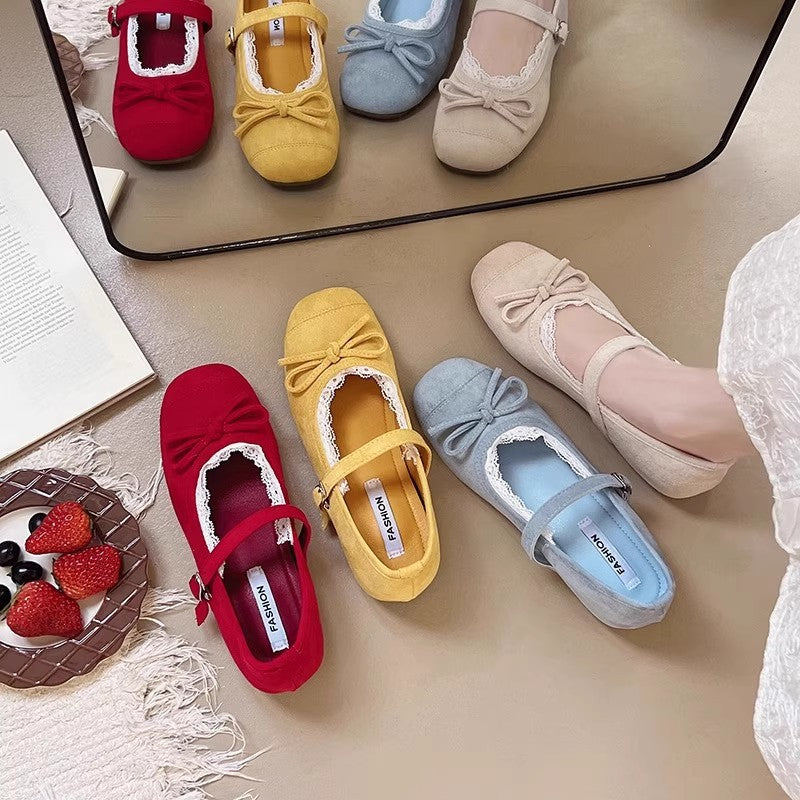 Damen Ballerinas Elegant Spitze Schnalle Schuhe - BerlinGlamour