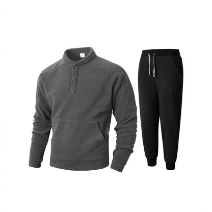 Herren Sweatshirt Fleece Warm mit Kragen und Taschen - BerlinGlamour