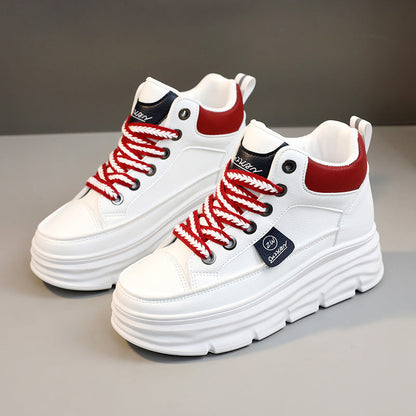 Damen Plateausneaker Stabile Sohle Mit Schnürsenkeln Modisch
