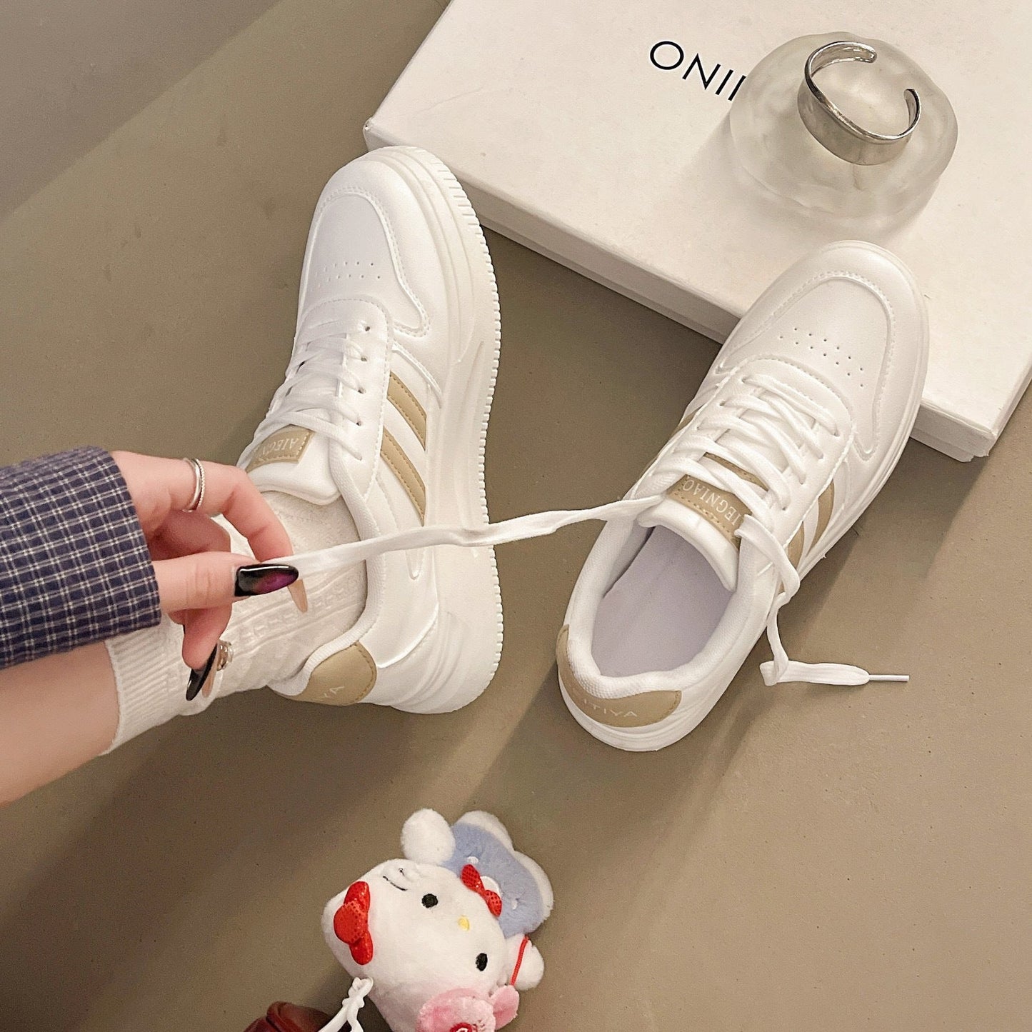 Damen Sneaker Plattform Schuhe Hoch Lederoberfläche Atmungsaktiv