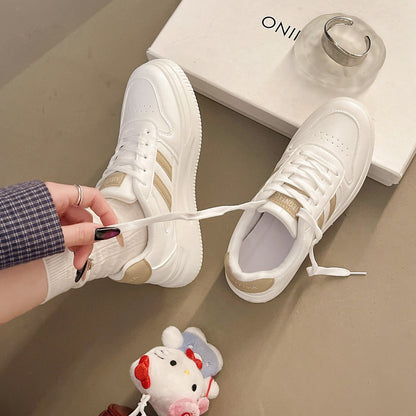 Damen Sneaker Plattform Schuhe Hoch Lederoberfläche Atmungsaktiv