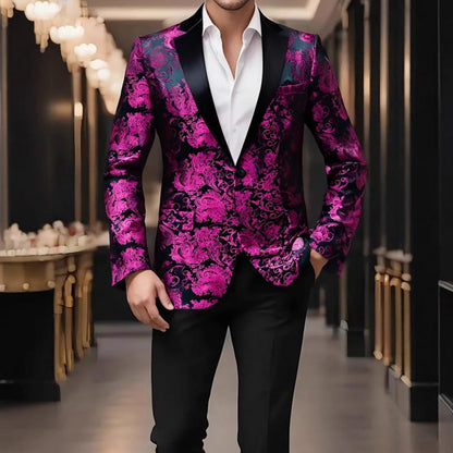 Herren Smoking Blazer Elegant mit Floralem Muster