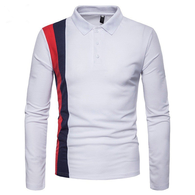 Herren Poloshirt Langarm Farbblockstreifen Modern