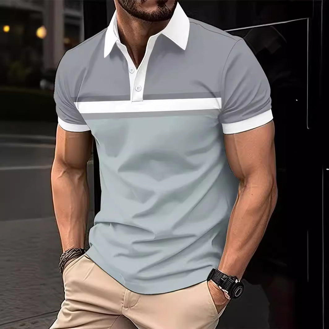Herren Poloshirt Moderne Farbblockoptik Hochwertig