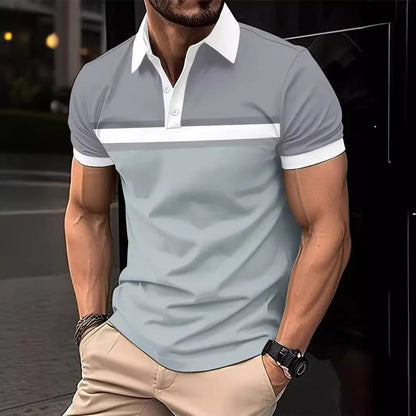 Herren Poloshirt Moderne Farbblockoptik Hochwertig