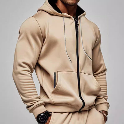 Herren Kapuzenpullover Reißverschluss Taschen Bequem