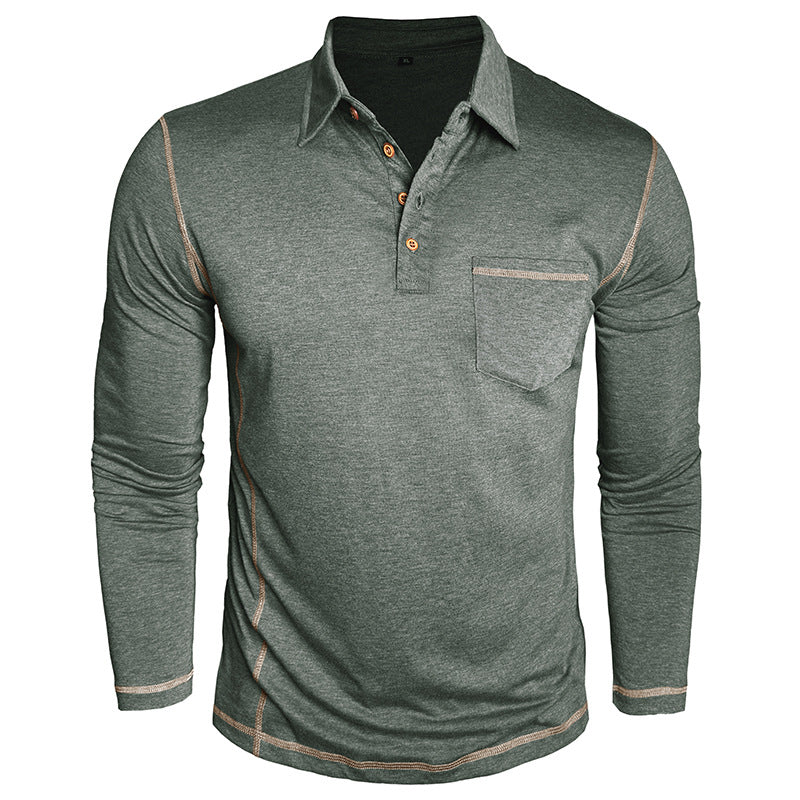 Herren Polohemd Langarm Modern Struktur