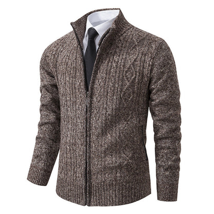 Herren Strickjacke Stehkragen Musterung Modern