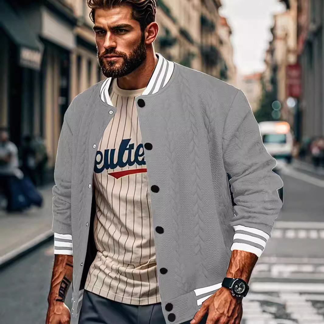 Herren Baseballjacke Modern mit Kontrastfarben und Struktur - BerlinGlamour