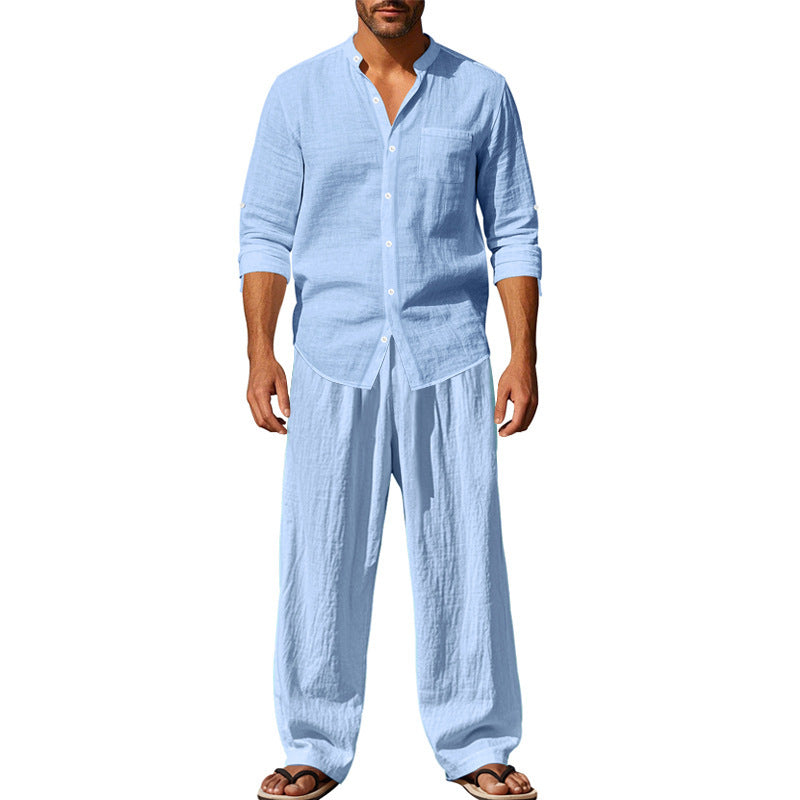 Herren Leinenanzug Set Modern mit Taschen und Details