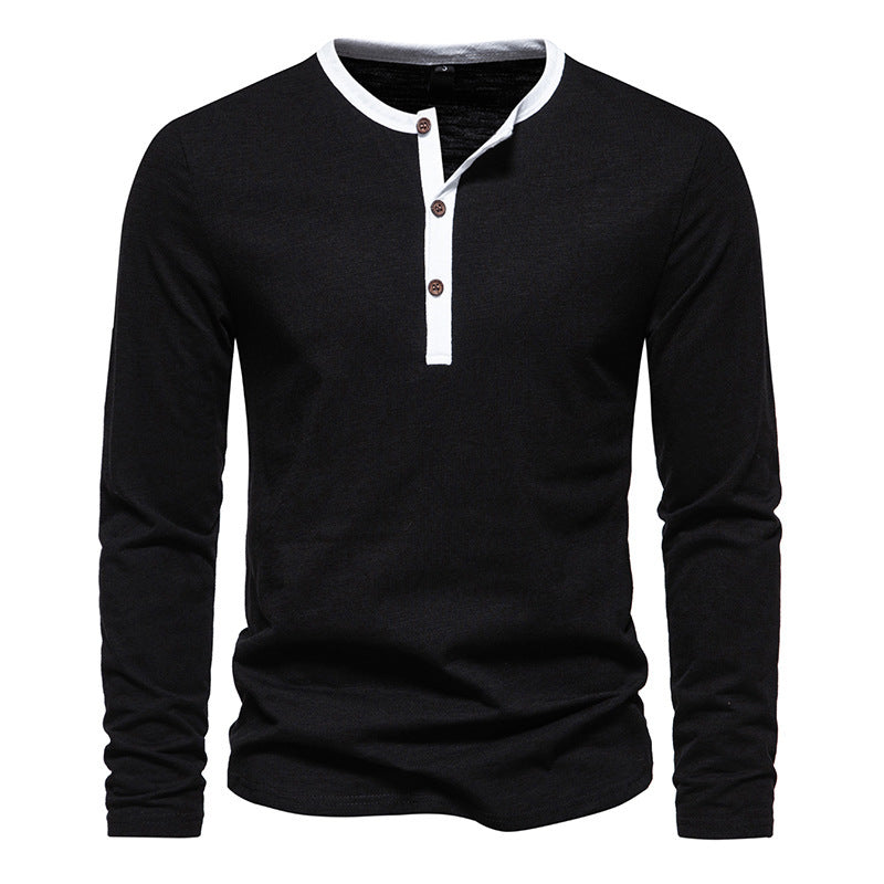 Herren Langarmshirt Henley Style KontrastkragenModern
