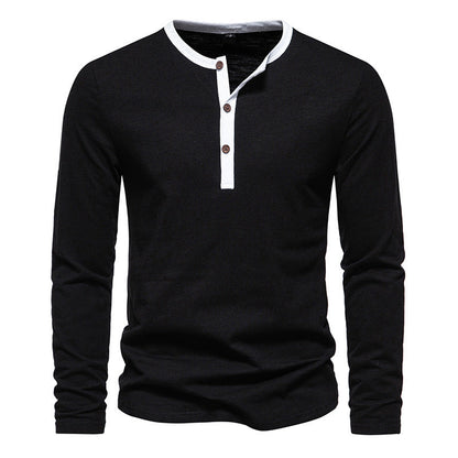 Herren Langarmshirt Henley Style KontrastkragenModern