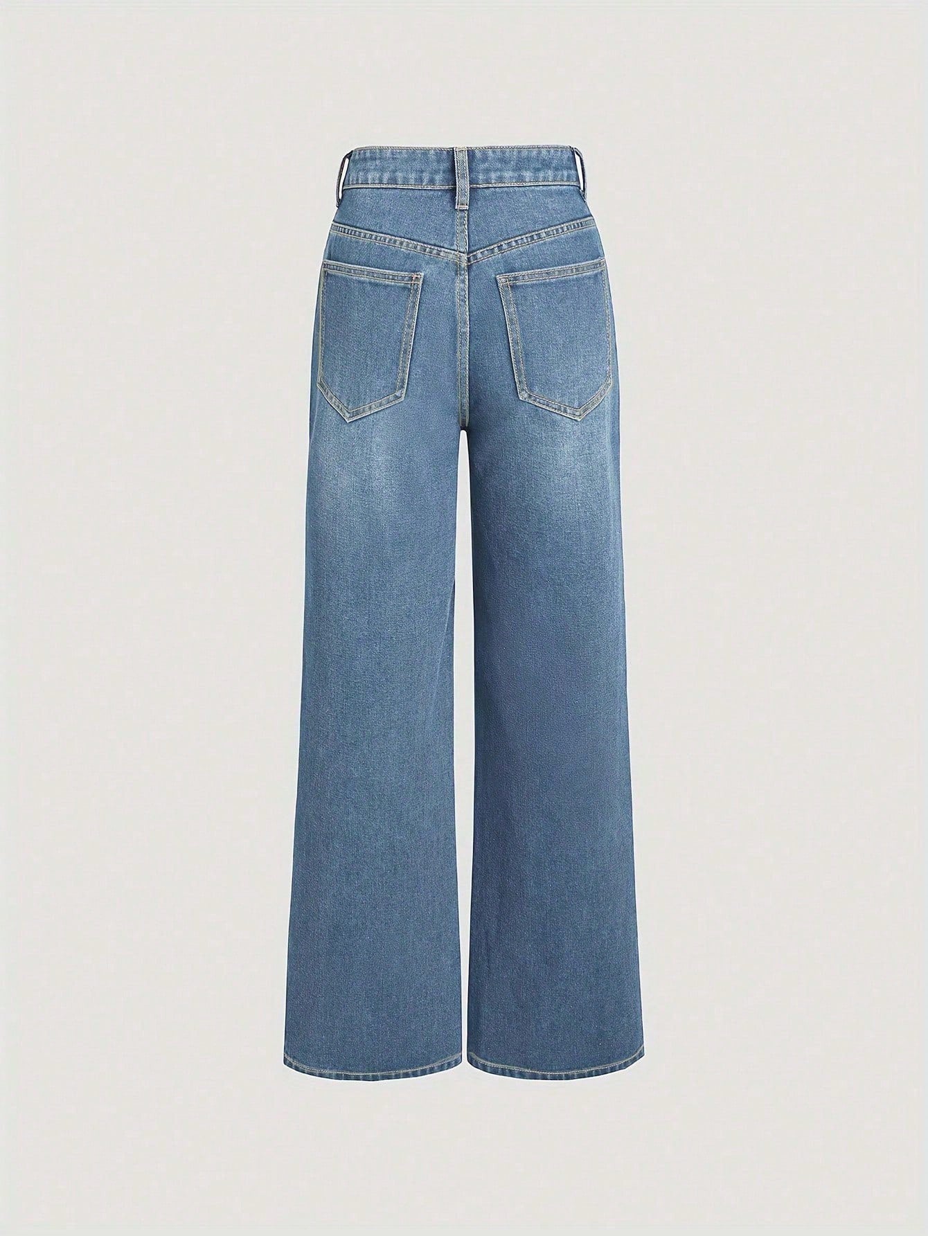 Moderne Wide-Leg Jeans Damen Straight Fit