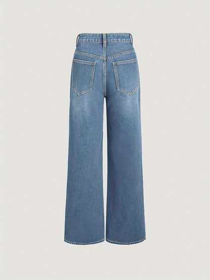 Moderne Wide-Leg Jeans Damen Straight Fit