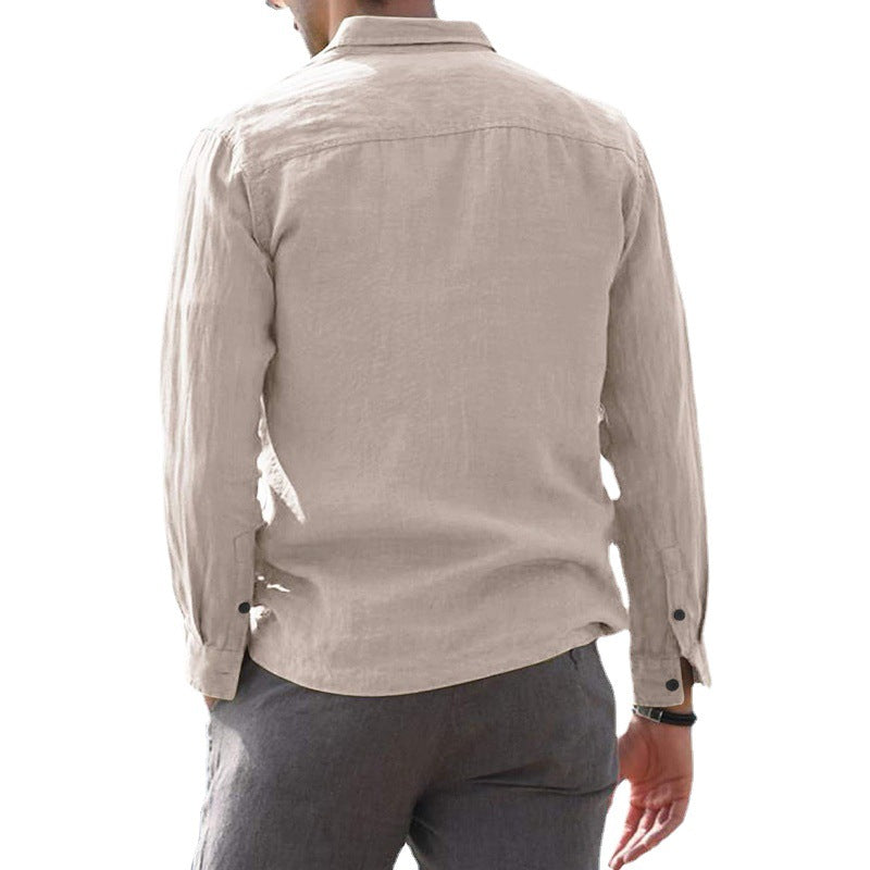 Herren Leichtes Sommerhemd mit Taschen Baumwolle Bequem
