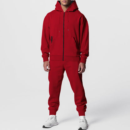 Herren Hoodie Sportlich Mit Reißverschluss Jogginghose Set