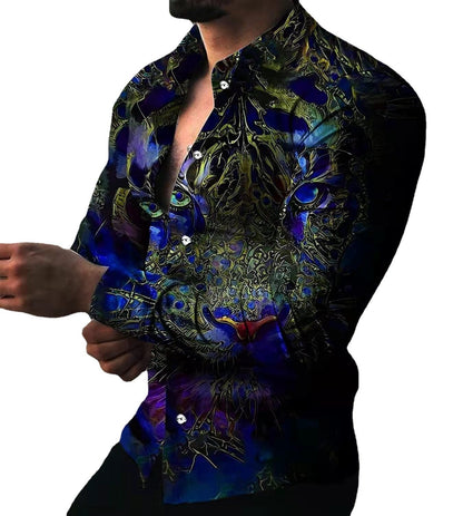 Herren Langarmshirt Modern mit Trendmotiven und Slimfit