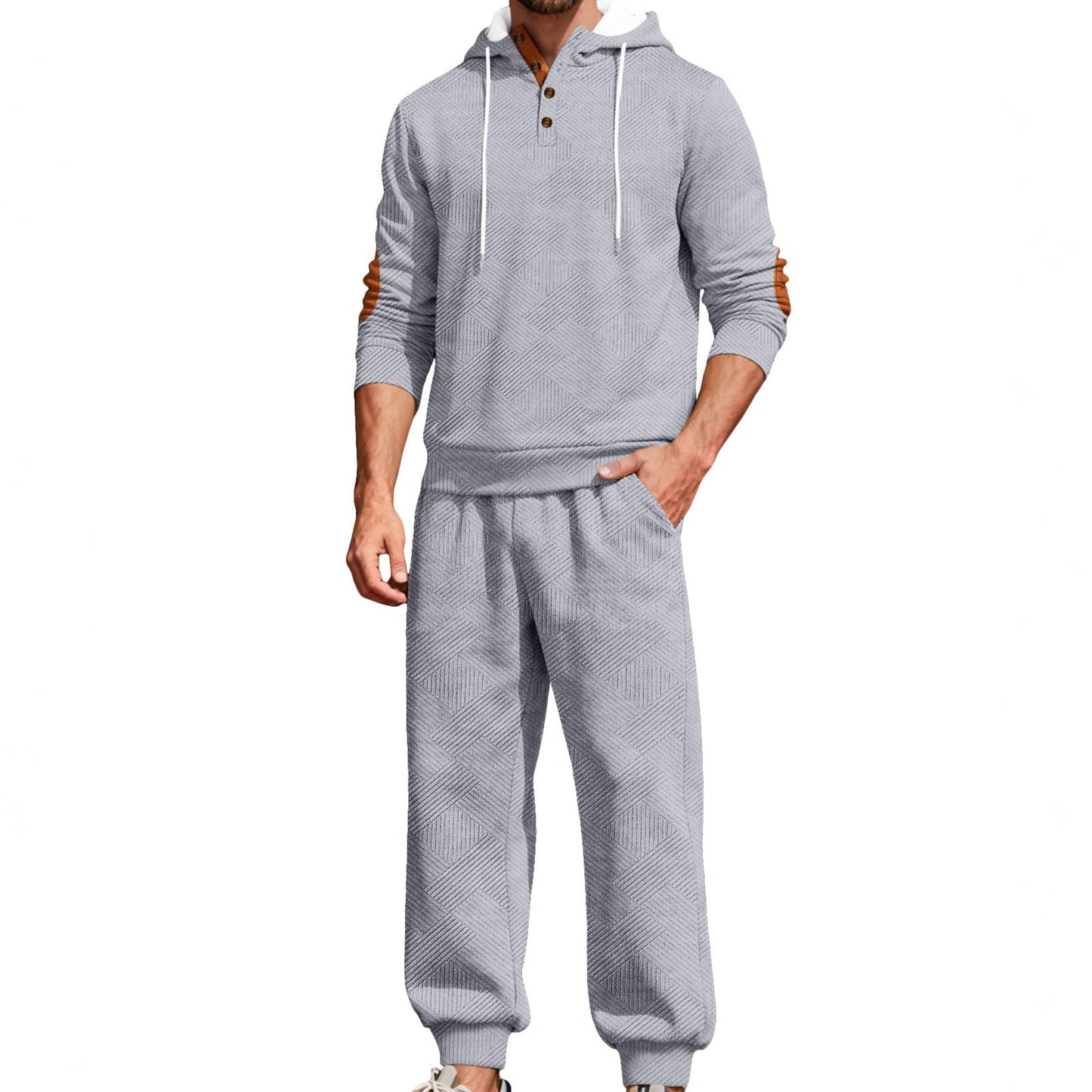 Herren Freizeitanzug Modern Strukturiert Schwarz