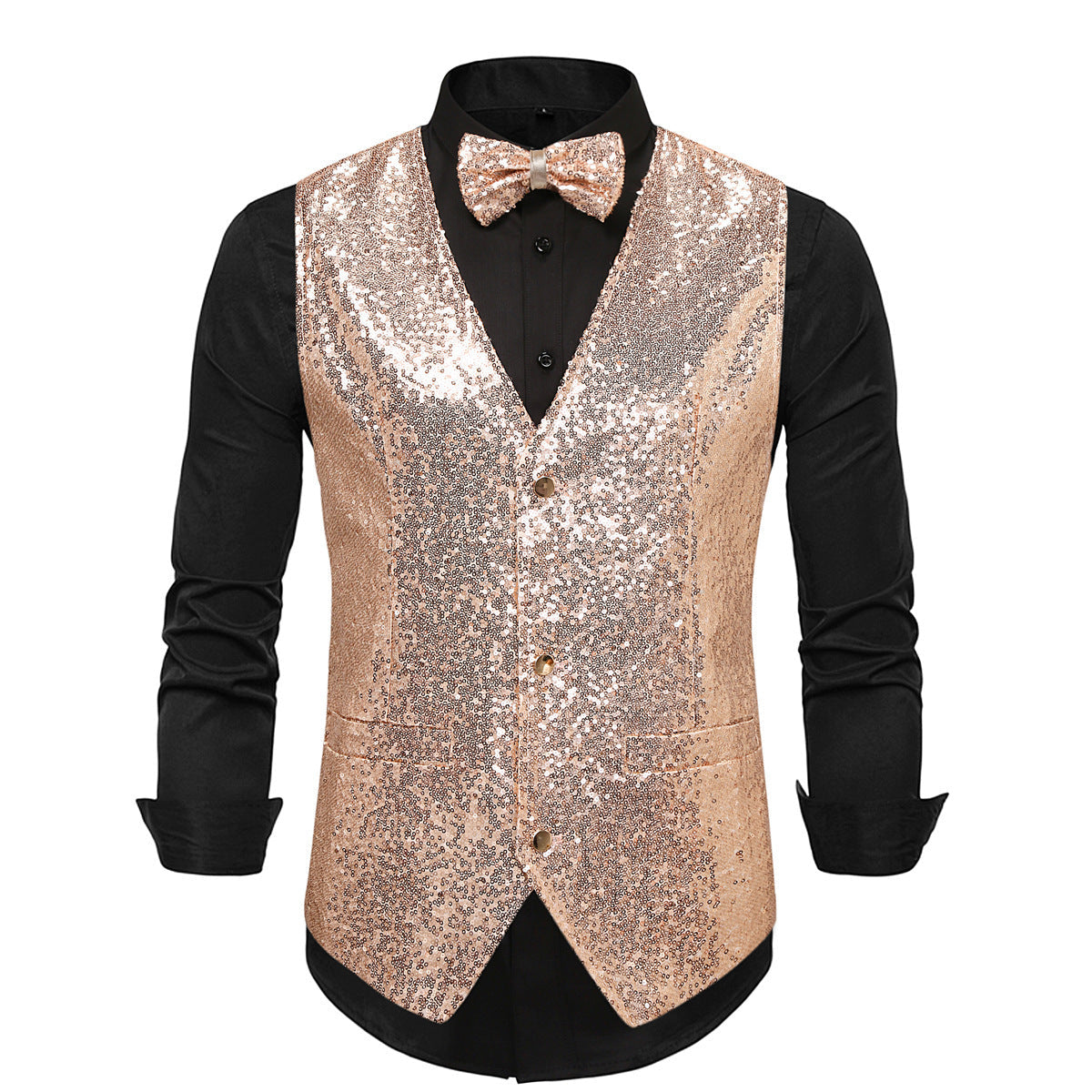 Herren Anzugweste Glitzer Pailletten Smoking Weste Elegant